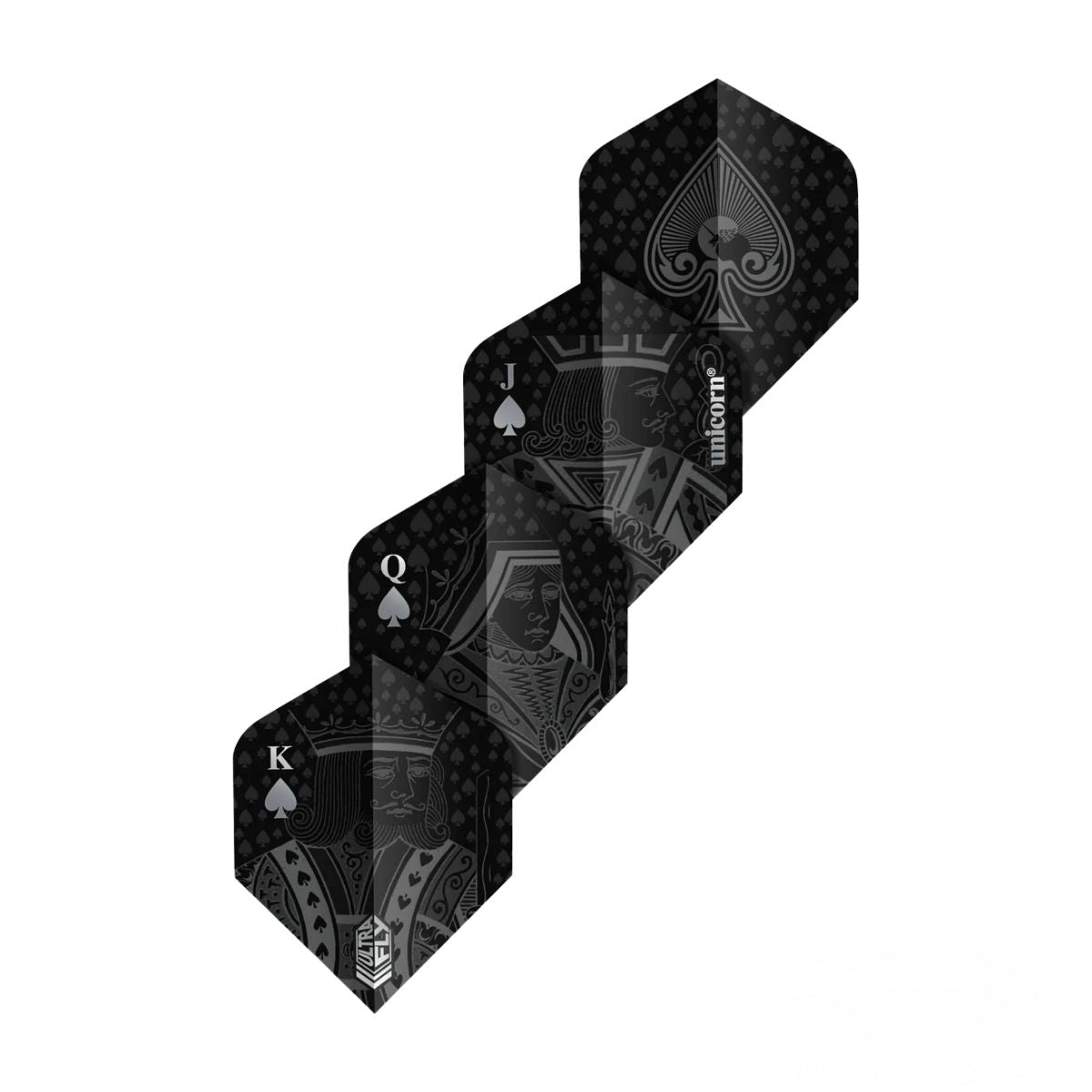 Unicorn Ultrafly Plus Royal Flush Dart Flights-2-Black-Premier Darts