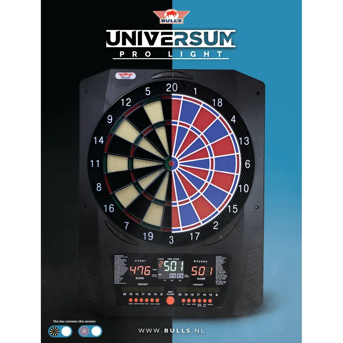 Bull's NL Universum Pro L Red & Blue Electronic Soft Tip Dartboard-2-Premier Darts