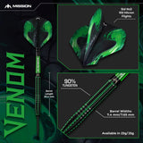 Mission Venom 90% Tungsten Steel Tip Darts-7-23 GRAM-Premier Darts