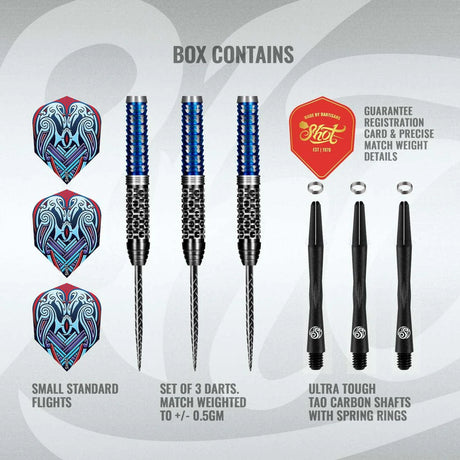 Shot Viking Raven 90% Tungsten Steel Tip Darts-4-22 GRAM-Premier Darts