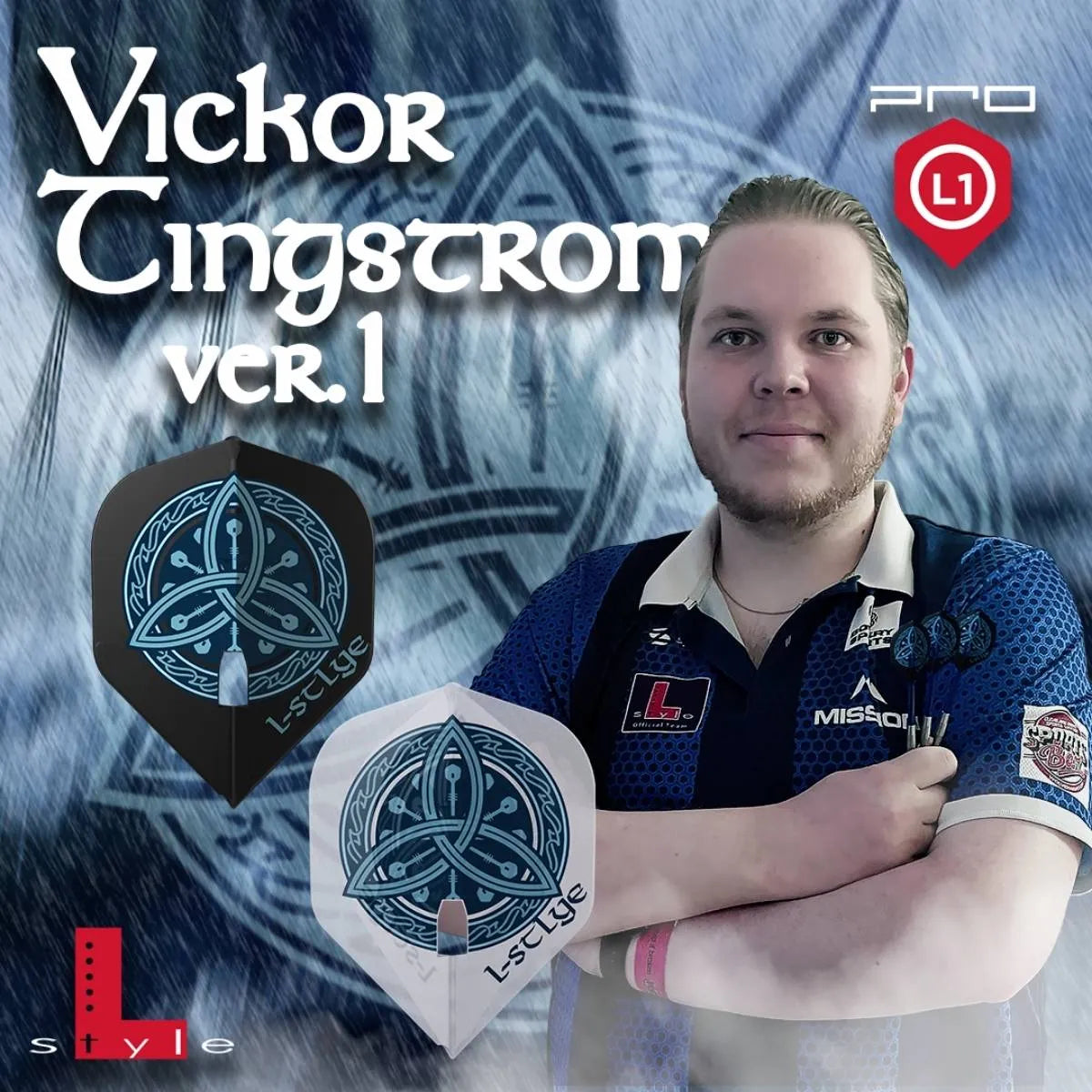 L-Style Darts L-Flight PRO L1 Viktor Tingstrom V1 Clear White Flights-4-Premier Darts