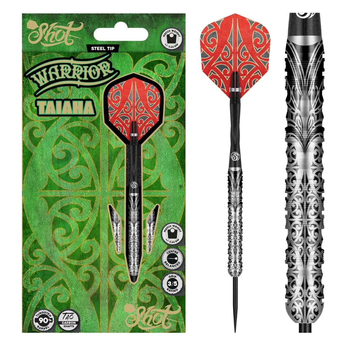 Shot Warrior Taiaha 90% Tungsten Steel Tip Darts – Premier Darts