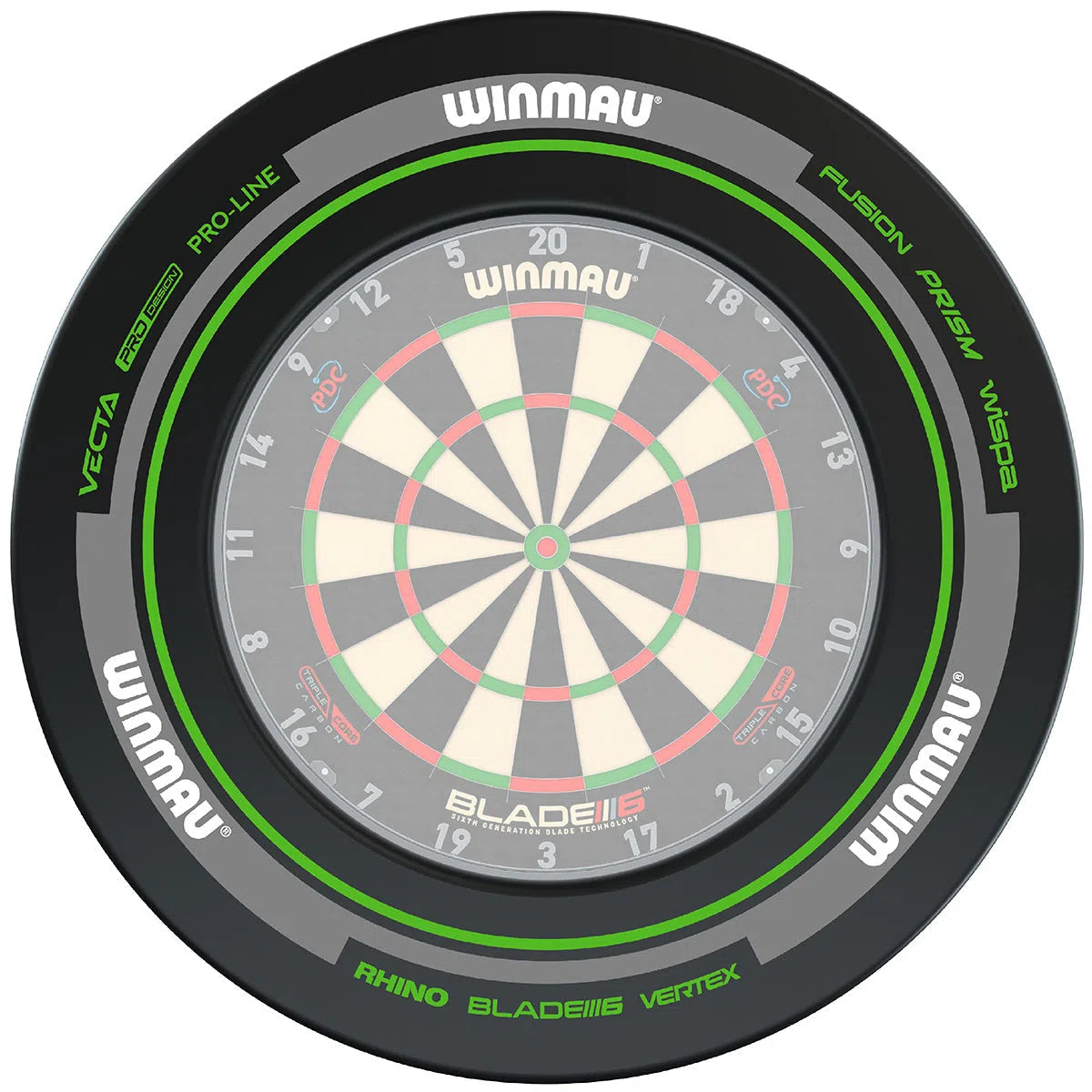 Winmau Advance Black & Green Dartboard Surround