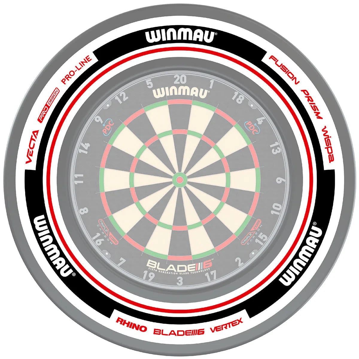 Winmau Advance White & Red Dartboard Surround