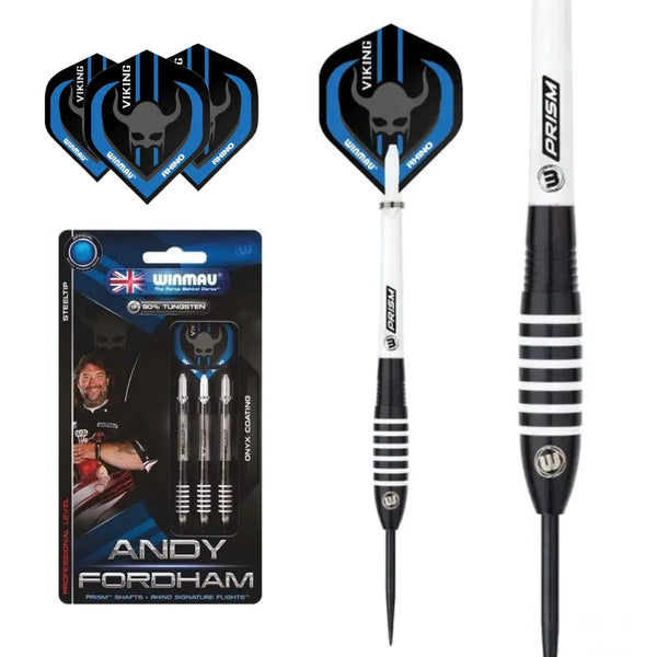 Winmau Andy Fordham Black Onyx Darts 90% Tungsten Steel Tip Darts-1-23 GRAM-Premier Darts