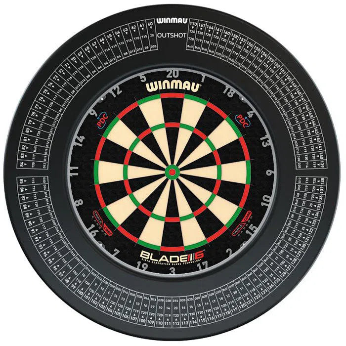 Winmau Blade 6 Carbon Triple Core Dartboard & Surround Bundle