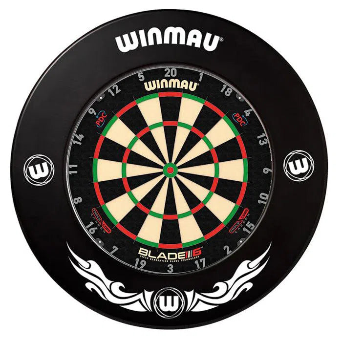 Winmau Blade 6 Carbon Triple Core Dartboard & Surround Bundle