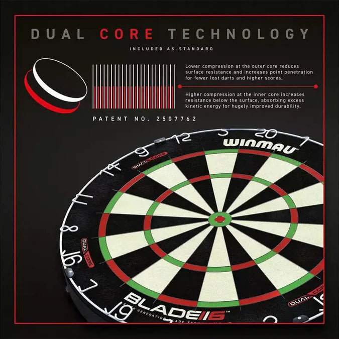Winmau Blade 6 Dual Core Dartboard & NPQ Surround Bundle-3-Premier Darts