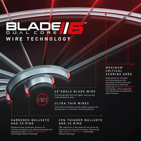 Winmau Blade 6 Dual Core Dartboard & NPQ Surround Bundle-4-Premier Darts