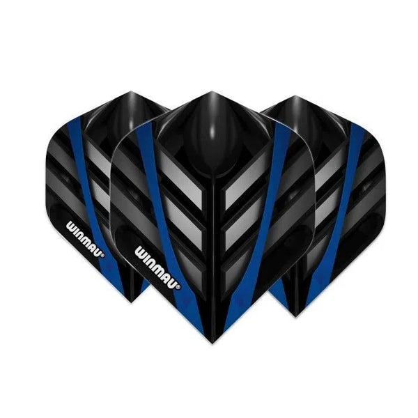 Winmau Mega Standard Black, Grey & Blue Dart Flights-1-Premier Darts