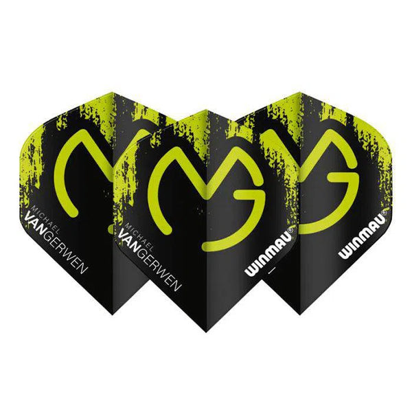 Winmau Mega Standard MvG Green & Black Flights-1-Premier Darts
