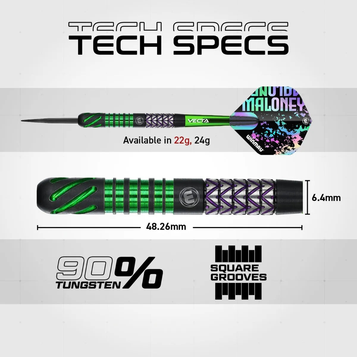 Winmau Mike Maloney 90% Tungsten Steel Tip Darts