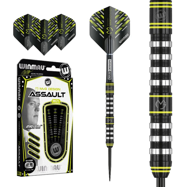 Winmau MvG Assault 90% Tungsten Steel Tip Darts-1-22 GRAM-Premier Darts