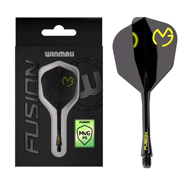 Winmau MvG Pac Man Fusion Integrated Flight System - No6-1-Black-Short-Premier Darts