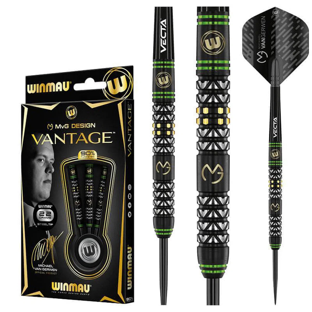 Winmau MvG Vantage 90% Tungsten Steel Tip Darts