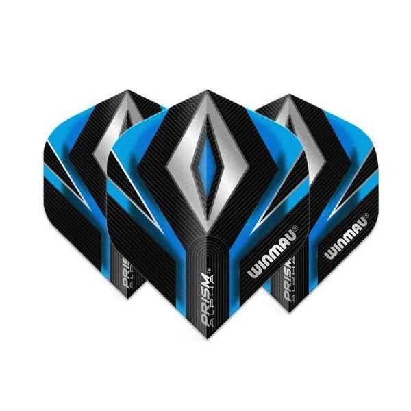 Winmau Prism Alpha Black & Blue Extra Thick Dart Flights-1-Premier Darts