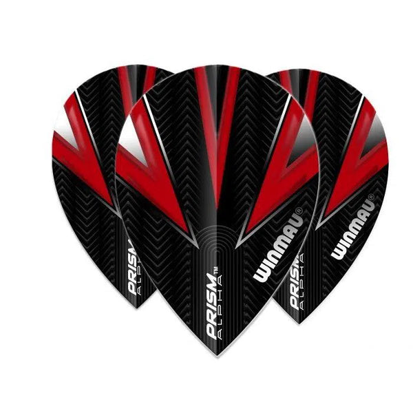 Winmau Prism Alpha Black & Red Extra Thick Dart Flights-1-Premier Darts