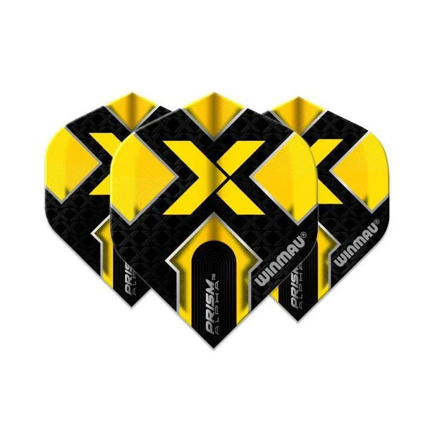 Winmau Prism Alpha Black & Yellow Extra Thick Dart Flights-1-Premier Darts