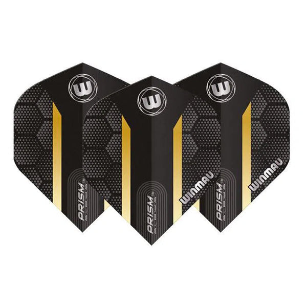 Winmau Prism Alpha Extra Thick Standard Black & Gold Flights-1-Premier Darts