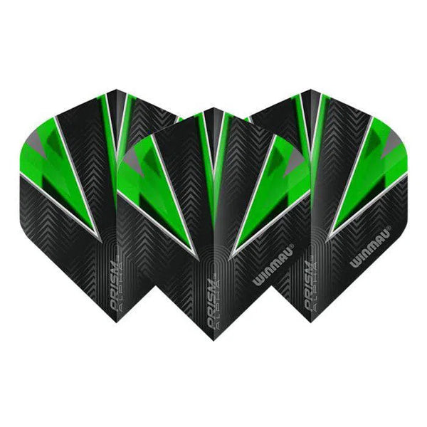 Winmau Prism Alpha Extra Thick Standard Black & Green Flights-1-Premier Darts