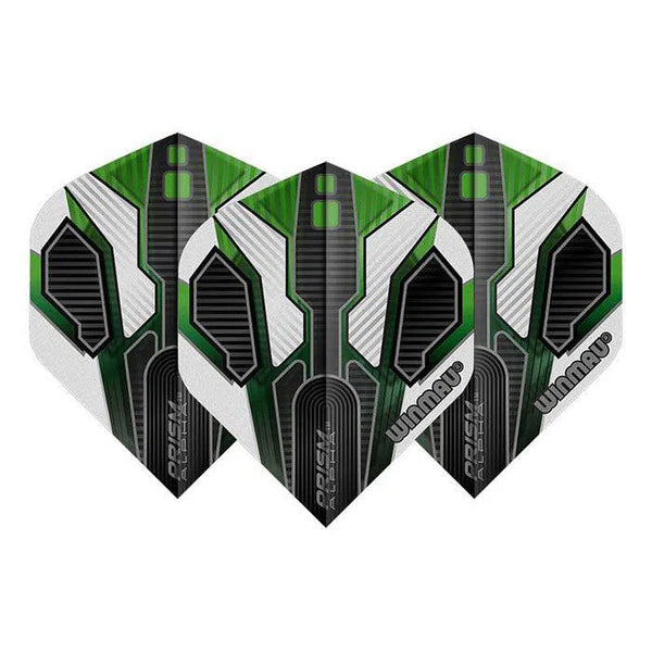 Winmau Prism Alpha Extra Thick Standard Black & Green Flights-1-Premier Darts