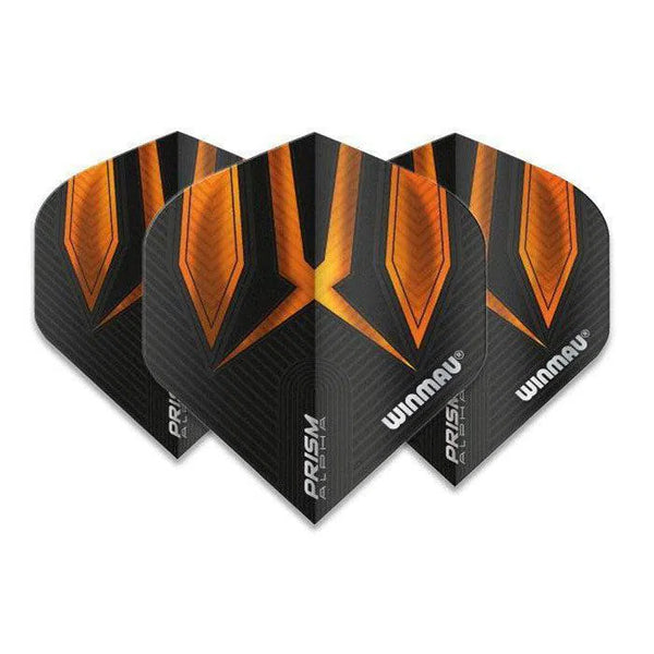 Winmau Prism Alpha Extra Thick Standard Black & Orange Flights-1-Premier Darts