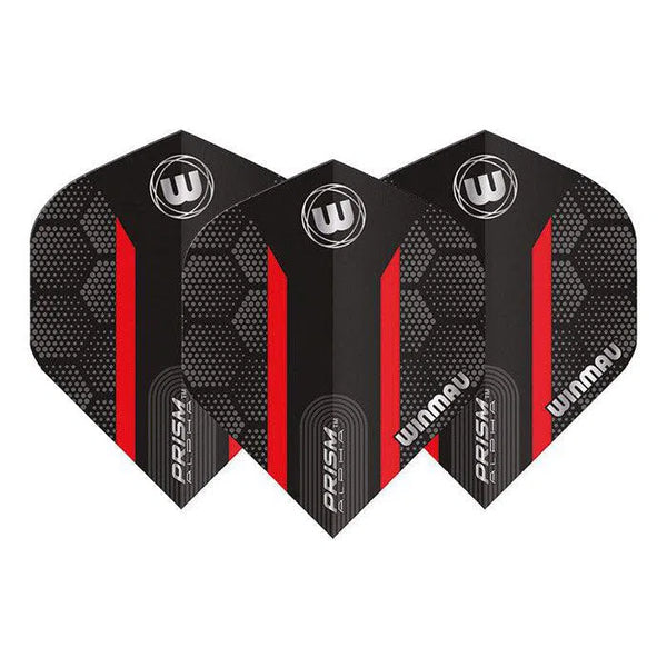 Winmau Prism Alpha Extra Thick Standard Black & Red Flights-1-Premier Darts