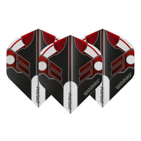 Winmau Prism Alpha Extra Thick Standard Black & Red & White Flights-1-Premier Darts