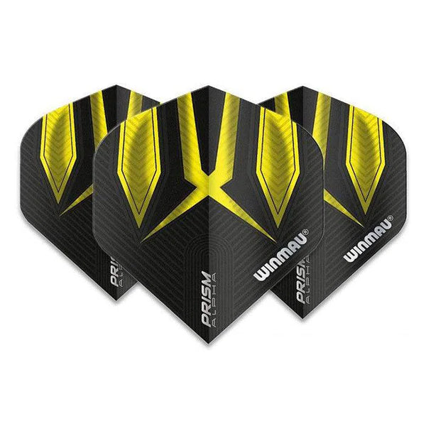 Winmau Prism Alpha Extra Thick Standard Black & Yellow Flights-1-Premier Darts