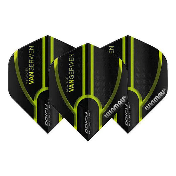Winmau Prism Alpha MvG Extra Thick Standard Black & Green Flights-1-Premier Darts
