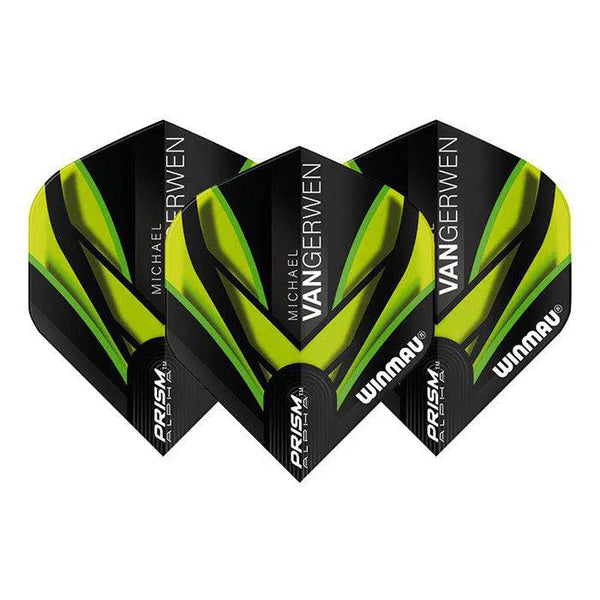 Winmau Prism Alpha MvG Extra Thick Standard Black & Green Flights-1-Premier Darts