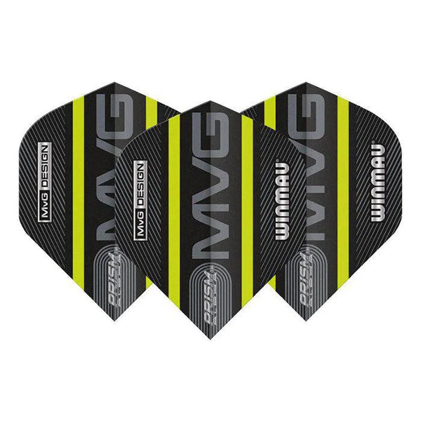 Winmau Prism Alpha MvG Extra Thick Standard Black & Green Flights-1-Premier Darts