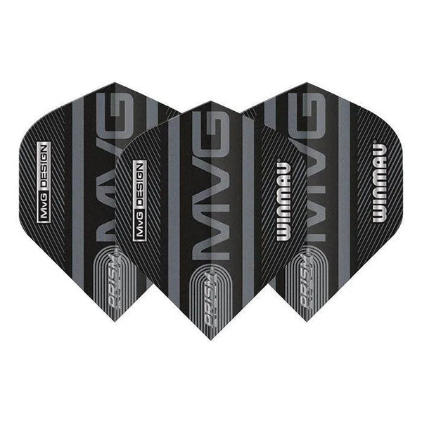 Winmau Prism Alpha MvG Extra Thick Standard Black & Grey Flights-1-Premier Darts