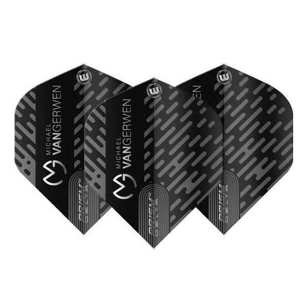 Winmau Prism Delta Extra Thick Standard MvG Black & Grey Flights-1-Premier Darts