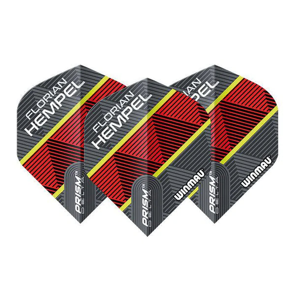 Winmau Prism Delta Florian Hempel Grey and Red Standard Flights-1-Premier Darts