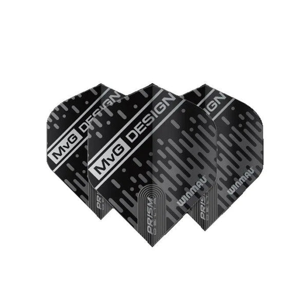 Winmau Prism Delta MvG Extra Thick Standard Black & Grey Flights-1-Premier Darts