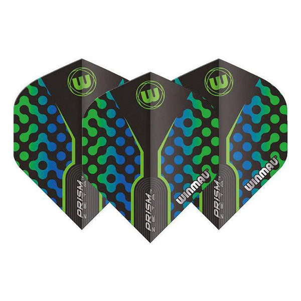 Winmau Prism Zeta Thick Extra Standard Black, Green & Blue Flights-1-Premier Darts