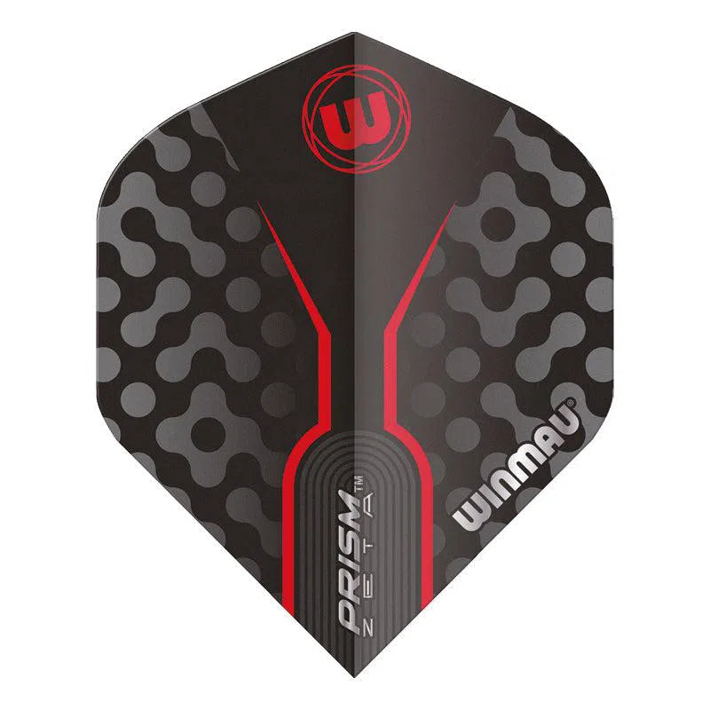 Winmau Prism Zeta Thick Extra Standard Black, Grey & Red Flights