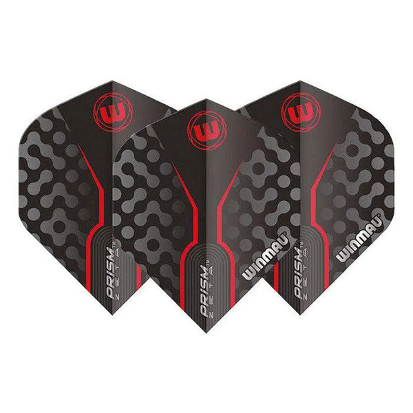 Winmau Prism Zeta Thick Extra Standard Black, Grey & Red Flights-1-Premier Darts