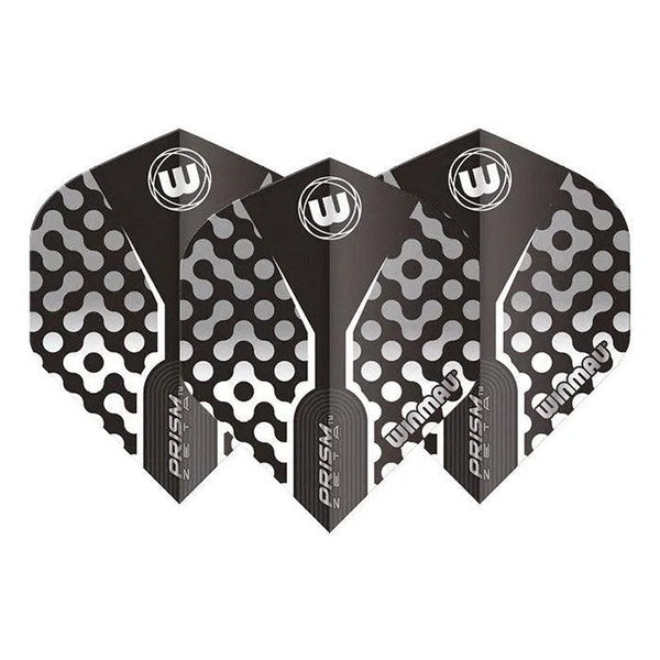 Winmau Prism Zeta Thick Extra Standard Black Grey & White Flights-1-Premier Darts