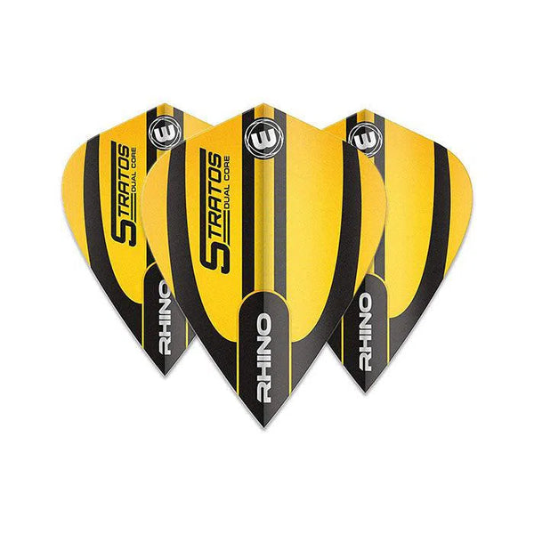 Winmau Rhino Extra Thick Kite Stratos Yellow & Black Flights-1-Premier Darts