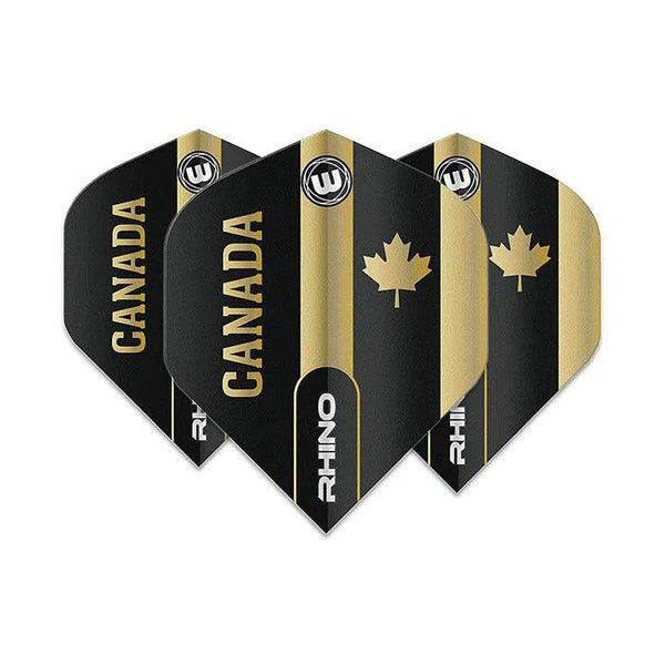 Winmau Rhino Extra Thick Standard "Canada" Black & Gold Flights-1-Premier Darts