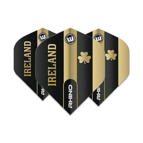 Winmau Rhino Extra Thick Standard "Ireland" Black & Gold Flights-1-Premier Darts