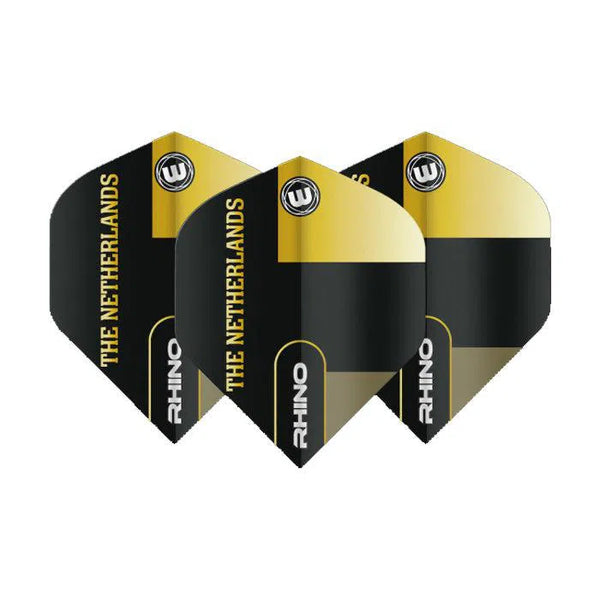 Winmau Rhino Extra Thick Standard "Netherlands" Black & Gold Flights-1-Premier Darts