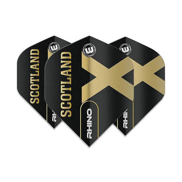 Winmau Rhino Extra Thick Standard "Scotland" Black & Gold Flights-1-Premier Darts
