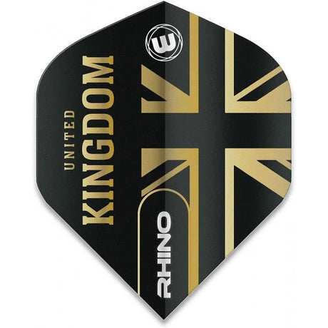 Winmau Rhino Extra Thick Standard "United Kingdom" Black & Gold Flights