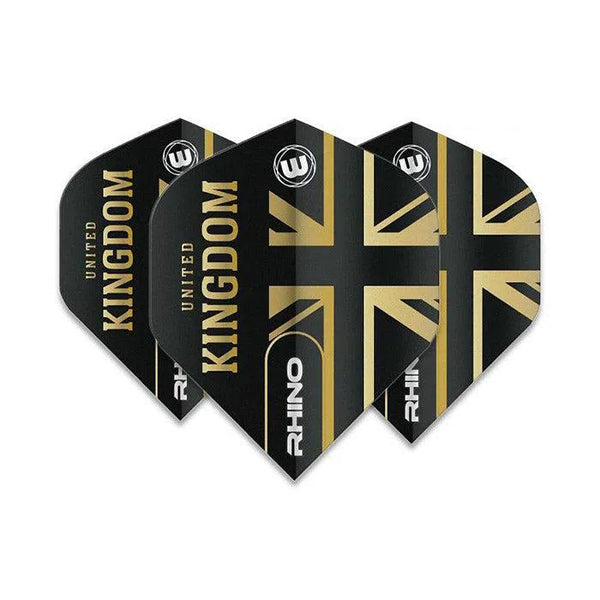 Winmau Rhino Extra Thick Standard "United Kingdom" Black & Gold Flights-1-Premier Darts