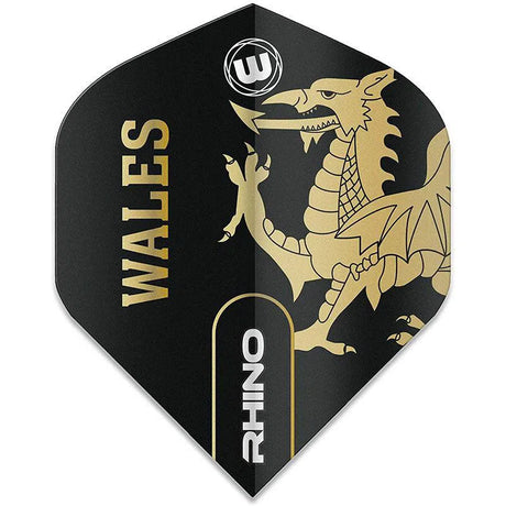 Winmau Rhino Extra Thick Standard "Wales" Black & Gold Flights