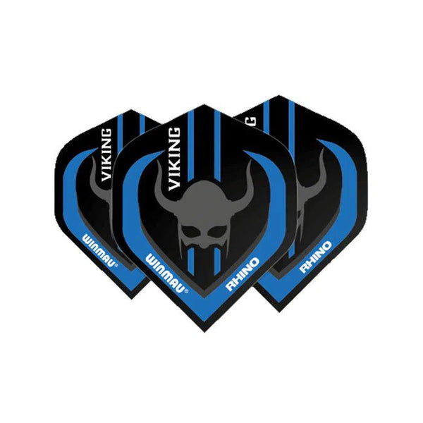 Winmau Rhino Standard Extra Thick Black & Blue Viking Flights-1-Premier Darts