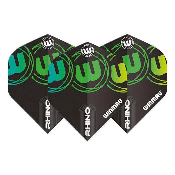 Winmau Rhino Standard Extra Thick Black & Green Flights-1-Premier Darts